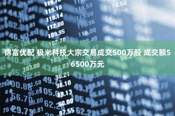 锦富优配 极米科技大宗交易成交500万股 成交额56500万元